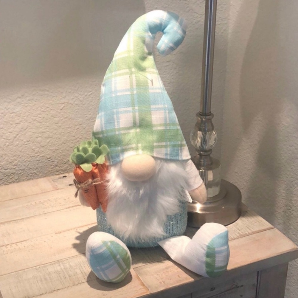 Plaid Green and Blue Easter spring  Gnome Decor